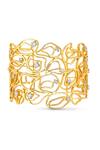 Shop_Mnsh_Gold Plated Diamonds, Crystals Cubic Zirconia Cuff Bracelet_Online_at_Aza_Fashions