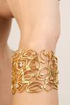 Shop_Mnsh_Gold Plated Diamonds, Crystals Cubic Zirconia Cuff Bracelet_at_Aza_Fashions