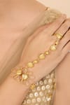 Shop_Mnsh_Gold Plated Bloom And Heart Design Hand Harness Bracelet _Online_at_Aza_Fashions