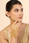 Buy_Mnsh_Gold Plated Lotus Design Full Hand Harness Bracelet_at_Aza_Fashions