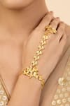 Shop_Mnsh_Gold Plated Lotus Hand Harness Bracelet _Online_at_Aza_Fashions