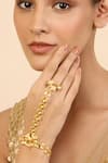 Buy_Mnsh_Gold Plated Lotus Hand Harness Bracelet _at_Aza_Fashions
