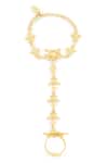 Shop Mnsh Gold Plated Tulip Vine Hand Harness Bracelet at Aza Fashions Shop_Mnsh_Gold Plated Tulip Vine Hand Harness Bracelet _at_Aza_Fashions