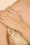 Shop Mnsh Gold Plated Tulip Vine Hand Harness Bracelet Online at Aza Fashions Shop_Mnsh_Gold Plated Tulip Vine Hand Harness Bracelet _Online_at_Aza_Fashions