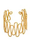 Mnsh_Gold Plated Wavy Curved Cuff_Online_at_Aza_Fashions