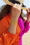 Mnsh_Gold Plated Wavy Curved Cuff_at_Aza_Fashions
