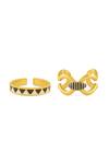 Shop Mnsh Gold Plated Embroidery Enamelled Stacked Rings Set at Aza Fashions Shop_Mnsh_Gold Plated Embroidery Enamelled Stacked Rings Set _at_Aza_Fashions