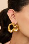 Shop_Mnsh_Gold Plated Wave Textured Large Earrings _Online_at_Aza_Fashions