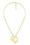 Shop Mnsh Gold Plated Wave Textured Pendant Necklace at Aza Fashions Shop_Mnsh_Gold Plated Wave Textured Pendant Necklace _at_Aza_Fashions