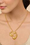 Shop Mnsh Gold Plated Wave Textured Pendant Necklace Online at Aza Fashions Shop_Mnsh_Gold Plated Wave Textured Pendant Necklace _Online_at_Aza_Fashions