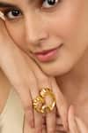 Buy_Mnsh_Gold Plated Wave Textured Ring _at_Aza_Fashions