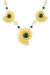 Mnsh_Gold Plated Multicolor Glass Stone Seashell Necklace _Online_at_Aza_Fashions