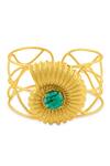 Shop Mnsh Gold Plated Beads Seashell Motif Stone Studded Cuff at Aza Fashions Shop_Mnsh_Gold Plated Beads Seashell Motif Stone Studded Cuff _at_Aza_Fashions