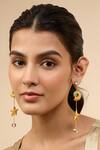 Buy_Mnsh_Gold Plated Glitter, Stones, Crystals Shell Cascade Embellished Earrings _at_Aza_Fashions