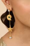 Shop_Mnsh_Gold Plated Glitter, Stones, Crystals Shell Cascade Embellished Earrings _Online_at_Aza_Fashions