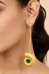 Shop_Mnsh_Gold Plated Glitter, Crystals Shell Whisper Earrings _Online_at_Aza_Fashions