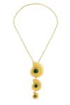 Shop_Mnsh_Gold Plated Shell Motif Glass Stone Pendant Necklace _at_Aza_Fashions