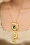 Shop_Mnsh_Gold Plated Shell Motif Glass Stone Pendant Necklace _Online_at_Aza_Fashions
