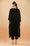 Shop_Samyukta Singhania_Black Velvet Cut Work Plunge , Scoop Abstract Shell Kaftan Set _at_Aza_Fashions