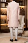 Shop_Arihant Rai Sinha_Peach Jacquard, Silk Embroidery Scallop Jaal Sherwani And Aligadhi Pant _at_Aza_Fashions