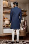 Shop_Arihant Rai Sinha_Blue Jacquard, Silk Quatrefoil Jaal Sherwani And Aligadhi Pant _at_Aza_Fashions