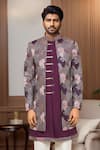 Arihant Rai Sinha_Cream Silk Sequins, Embroidery Abstract Sherwani Pant Set _Online_at_Aza_Fashions