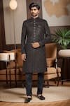 Buy_Arihant Rai Sinha_Wine Silk Embroidery Sherwani Set _at_Aza_Fashions