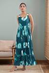 Buy_Samyukta Singhania_Green Rayon Sweetheart Neck Tie-dye Tiered Maxi Dress _at_Aza_Fashions