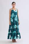 Shop_Samyukta Singhania_Green Rayon Sweetheart Neck Tie-dye Tiered Maxi Dress _Online_at_Aza_Fashions