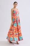 Buy Naintara Bajaj Multi Color Rayon Sweetheart Neck Abstract Floral Maxi Dress Buy_Naintara Bajaj_Multi Color Rayon Sweetheart Neck Abstract Floral Maxi Dress