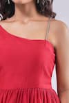 Buy_Samyukta Singhania_Red Cotton Silk Embroidered Floral Asymmetric Peplum Tunic And Pant Set _Online_at_Aza_Fashions