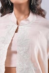 Buy_Samyukta Singhania_Peach Cotton, Silk Floral Vine Embroidered Cape And Pant Set 