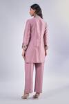 Shop_Samyukta Singhania_Pink Cotton, Silk Embroidery Collared Flower Kurta And Pant Set_at_Aza_Fashions