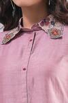 Buy_Samyukta Singhania_Pink Cotton, Silk Embroidery Collared Flower Kurta And Pant Set