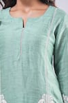 Buy_Samyukta Singhania_Green Cotton, Silk Embroidery Round Neck Floral Paisley Kurta And Pant Set
