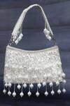 Shop_Soho Boho Studio By Aarti Thakur_White Pearls, Sequins Designer Handbag_at_Aza_Fashions