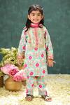 Buy_PNK Isha Arora (Pink)_Blue Polyester, Cotton Mirrors, Embroidery Floral Gota Kurta Set _at_Aza_Fashions