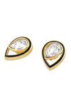 Shop Isharya Gold Plated Crystals Embellished Tear Drop Studs at Aza Fashions Shop_Isharya_Gold Plated Crystals Embellished Tear Drop Studs _at_Aza_Fashions