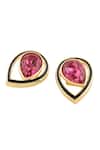 Isharya_Purple Crystals Tear Drop Stud Earrings_Online_at_Aza_Fashions