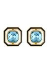 Shop Isharya Blue Crystals E-coated Aquamarine Stud Earrings at Aza Fashions Shop_Isharya_Blue Crystals E-coated Aquamarine Stud Earrings_at_Aza_Fashions
