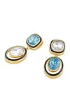 Buy_Isharya_Multi Color Crystals Mismatched Studded Earrings _Online_at_Aza_Fashions