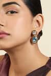 Buy_Isharya_Multi Color Crystals Mismatched Studded Earrings _at_Aza_Fashions