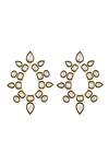 Shop_Isharya_Gold Plated Crystals Tear Drop Earrings_at_Aza_Fashions