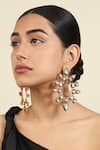 Buy_Isharya_Gold Plated Crystals Tear Drop Earrings_at_Aza_Fashions