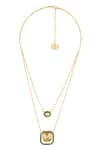 Shop Isharya Gold Plated Crystals Layered Pendant Necklace With Embellishments at Aza Fashions Shop_Isharya_Gold Plated Crystals Layered Pendant Necklace With Embellishments _at_Aza_Fashions