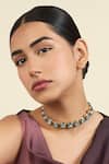 Buy_Isharya_Blue Crystals Embellished Choker _at_Aza_Fashions