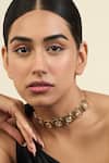 Buy_Isharya_Gold Plated Crystal Embellished Choker _at_Aza_Fashions