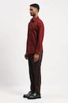 Buy_Abraham And Thakore_Red Pure Cotton Trellis Block Print Shirt _Online_at_Aza_Fashions