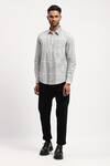 Buy_Abraham And Thakore_White Cotton Rows Block Print Shirt _at_Aza_Fashions