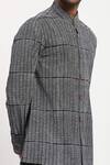 Abraham And Thakore_Black Pure Cotton Rows Pattern Block Print Shirt _at_Aza_Fashions